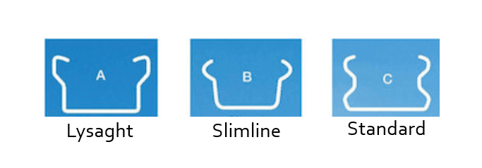 Diagram of the three Colorbond fence post (C-post) profiles used for extension posts