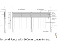 architectural Drawing of a ccolorbond fence with louvre inserts