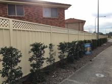 Colorbond Fencing with Lattice Inserts Primrose in Colour