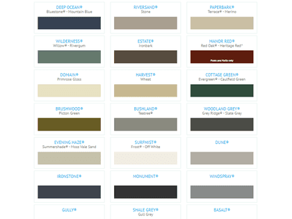 Colorbond colour chart